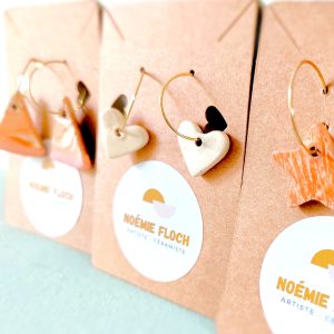 Boucle d’oreille cœur faïence