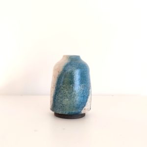 Petit Vase Raku Bleu